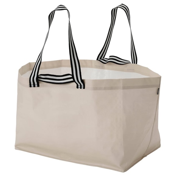 IKEA Cream Tote with Black Striped Handles - Picture 2 of 5